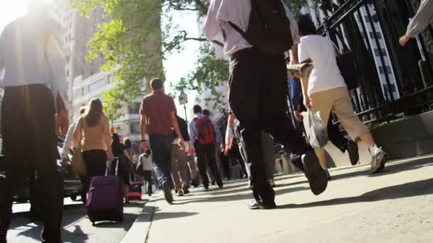 Edestrians comenzar el día de trabajo — Vídeos de Stock