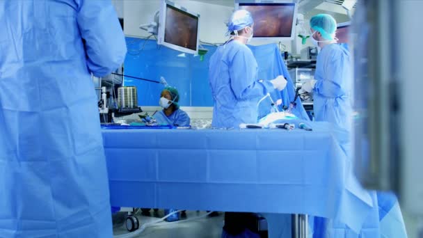 Cirujanos que utilizan el instrumento de endoscopia — Vídeos de Stock