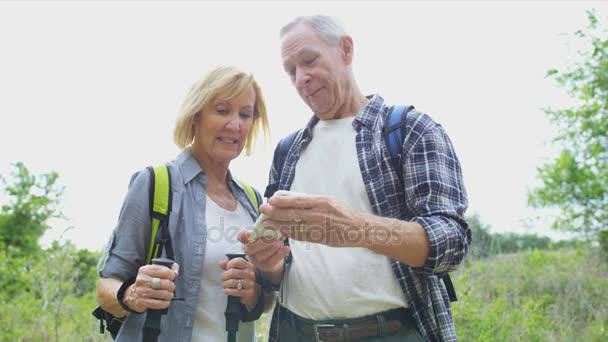 Pareja tomando selfie en el teléfono inteligente — Vídeos de Stock