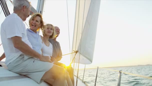 Couples on their sailing yacht — Stock Video