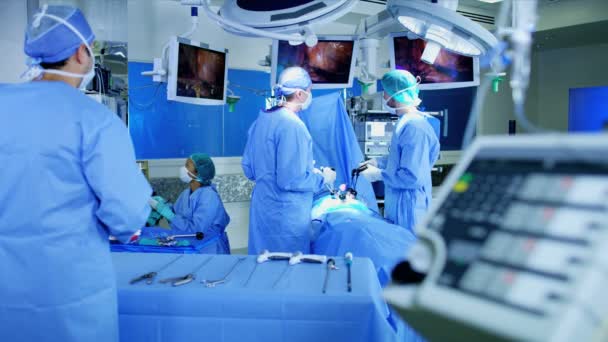 Sebészeti Kórház laparoszkópia művelet — Stock videók