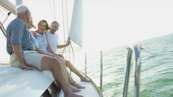 Couples on the sea in yacht — Stock Video