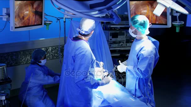 内視鏡モニター技術を使用して腹腔鏡下手術 — ストック動画