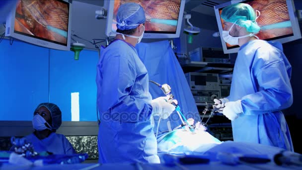 Хірургічна лікарня лапароскопічної операції — стокове відео