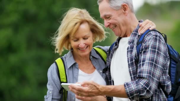 Couple watching picture on mobile — Stock Video