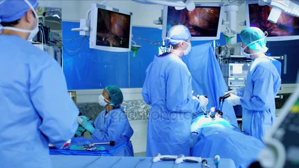 Surgical hospital Laparoscopy Operation — Stock Video