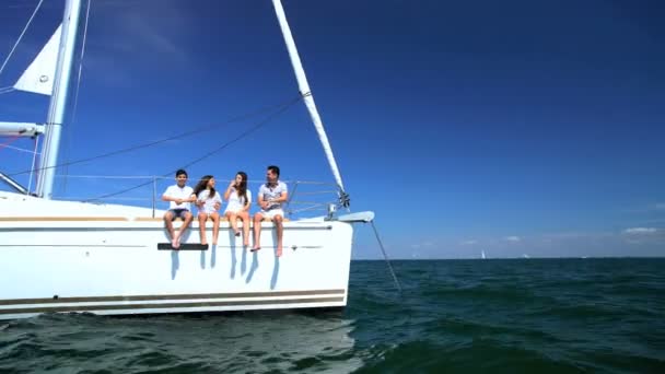 Family enjoying lifestyle  on yacht — Stock Video