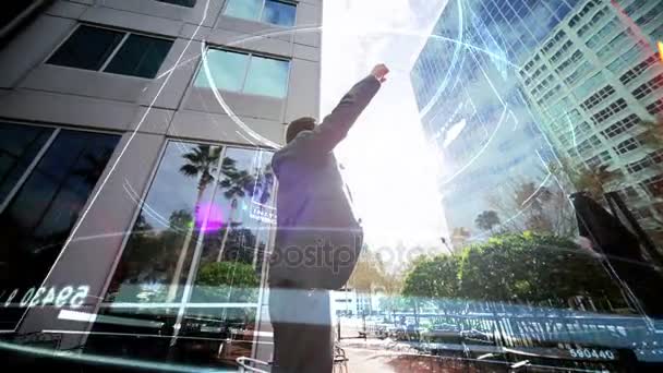 Businessman with arms up — Stock Video