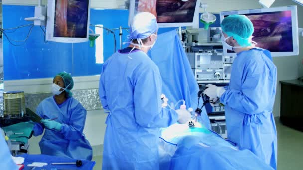 Equipo médico que utiliza la endoscopia — Vídeos de Stock