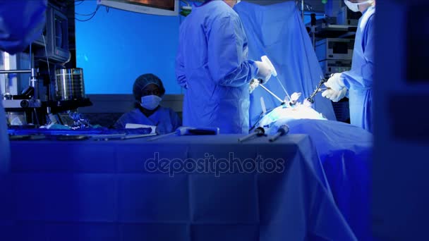 Operación laparoscópica con tecnología de monitor de endoscopia — Vídeos de Stock