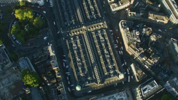 Aerial Stadsbilden Visa Soluppgång Över London City Skyline Kommersiella Bostadsbyggnader — Stockvideo