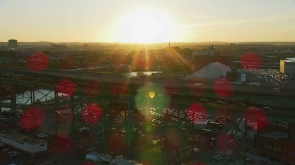 Βοστώνη Ηπα Νοέμβριος 2017 Εναέρια Ήλιος Φωτοβολίδα Άποψη Του Tobin — Αρχείο Βίντεο