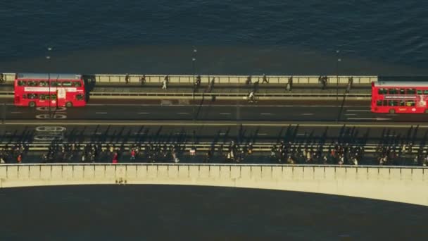 London November 2017 Aerial Sunrise View Morning Commute London Bridge — Stock Video