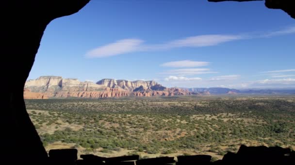 Vista Panorámica Del Cañón Rocoso Con Areniscas Rojas Verde Valley — Vídeo de stock