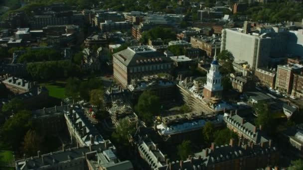 Luftaufnahme Der Stadt Boston Historisches Gebäude Der Eliot House Bibliothek — Stockvideo