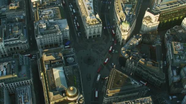 London Storbritannien November 2017 Flygfoto Sunrise Piccadilly Circus Kollektivtrafik Kommersiella — Stockvideo