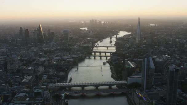 London November 2017 Aerial View Sunrise London Cityscape River Thames — Stock Video