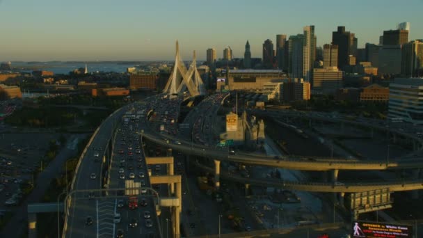Boston Usa November 2017 Luftfoto Bunker Hill Highway Road Bridge – Stock-video