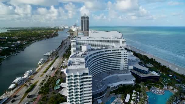 Miami November 2017 Zeitraffer Blick Auf Miami Beach Waterfront Fontainebleau — Stockvideo
