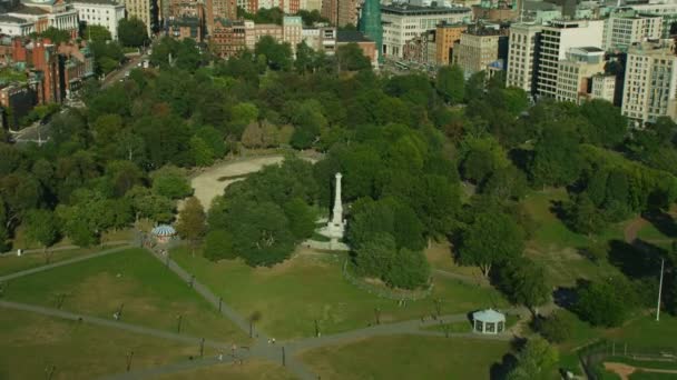 Aerial View Boston Public Garden Gold Dome State House Freedom — Stock Video