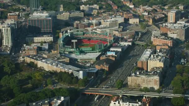 ボストン アメリカ合衆国 2017 ホーム アメリカのフェンウェイ パーク スタジアムの空撮伝説のチーム レッド ソックス ボストン — ストック動画