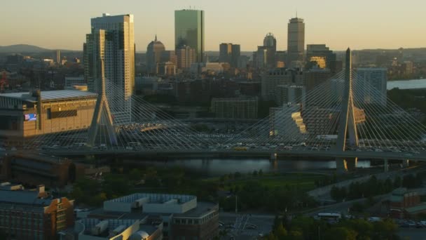 Boston Usa November 2017 Aerial Metropolitan View Cable Stayed Multi — Stock Video
