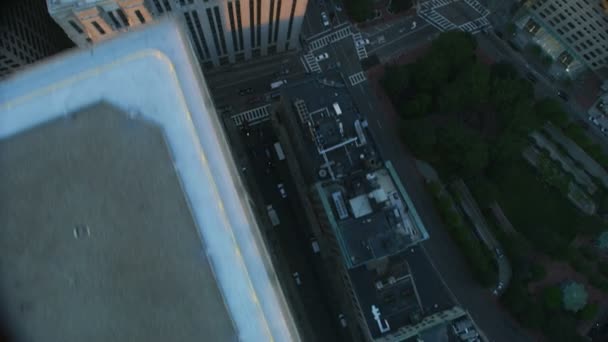 Vista Aérea Azotea Edificios Rascacielos Metropolitanos Centro Boston Oficina Financiera — Vídeo de stock