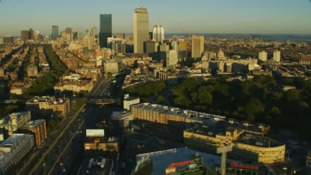 Boston Noviembre 2017 Vista Aérea Los Edificios Rascacielos Del Centro — Vídeos de Stock