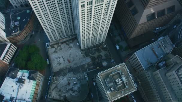 市中心金融区城市建筑的空中架空视图约翰汉考克塔摩天大楼波士顿马萨诸塞州美国 — 图库视频影像