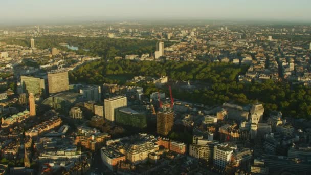 Vista Aérea Amanecer Sobre Horizonte Ciudad Londres Buckingham Palace James — Vídeos de Stock