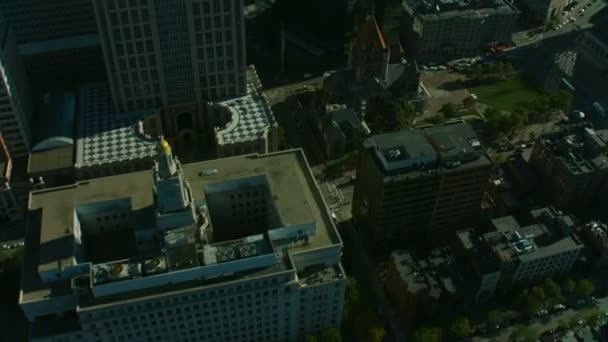 Luchtfoto Van Harvard Universiteit Van Boston Gebouwen Door Charles River — Stockvideo