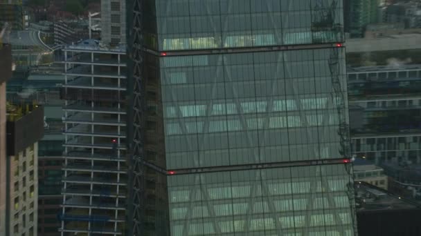 Aerial Sunrise View Cheesegrater Gherkin Walkie Talkie Commercial Landmark Buildings — Video Stock