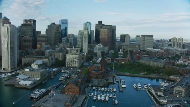 Boston Eua Novembro 2017 Vista Aérea Dos Arranha Céus Cidade — Vídeo de Stock