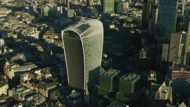 伦敦英国 2017年11月 鸟瞰在日出关闭对讲机办公室和天空花园红玉杯优胜者伦敦英国英国 — 图库视频影像