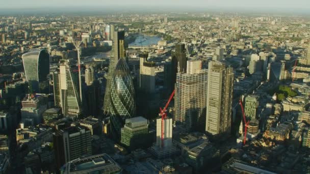 Londen November 2017 Luchtfoto Zonsopgang Bekijken Londen Financiële Wijk Wolkenkrabbers — Stockvideo