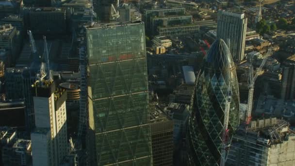 伦敦英国 2017年11月 鸟瞰伦敦城金融区日出现代玻璃商业摩天大楼利登霍尔大厦黄瓜英格兰英国 — 图库视频影像