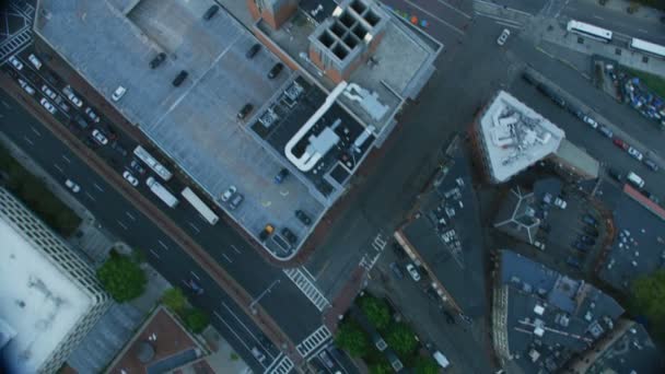 Vista Aérea Azotea Edificios Metropolitanos Centro Boston Oficina Distrito Negocios — Vídeo de stock