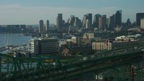 Boston États Unis Novembre 2017 Vue Aérienne Pont Véhicules Routiers — Video