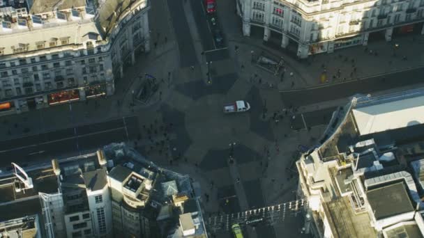 London November 2017 Aerial Sunrise View Pedestrians Vehicles Crossing Oxford — Stock Video