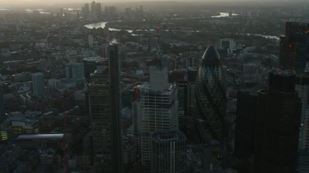 Londen November 2017 Luchtfoto Van Bij Dageraad Zonsopgang Boven City — Stockvideo