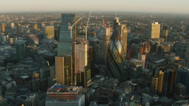 London Storbritannien November 2017 Flygfoto Sunrise London Finansiella Distriktet Kommersiella — Stockvideo