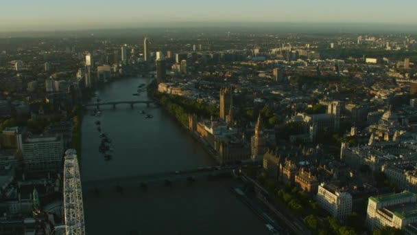 Londen November 2017 Luchtfoto City London Zonsopgang Langs Rivier Thames — Stockvideo