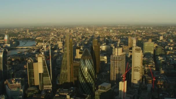 London Storbritannien November 2017 Flygfoto Soluppgång Över London City Skyline — Stockvideo