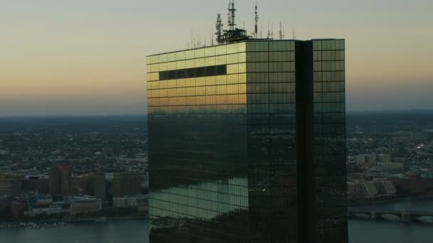 Aerial Metropolitan Sunset View Downtown Financial District City Buildings John — Stock Video