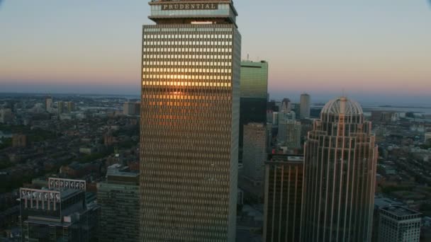 Boston Eua Novembro 2017 Vista Aérea Pôr Sol Centro Cidade — Vídeo de Stock