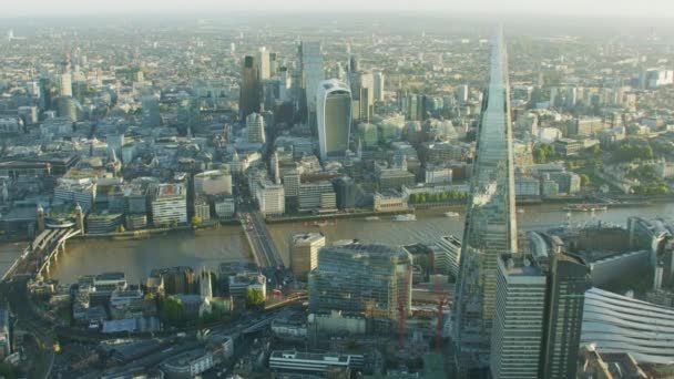 Londen November 2017 Luchtfoto Zonsopgang Weergave Londen Skyline Van Stad — Stockvideo