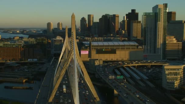 Boston Abd Kasım 2017 Bunker Hill Road Bridge Şehir Gökdelenler — Stok video