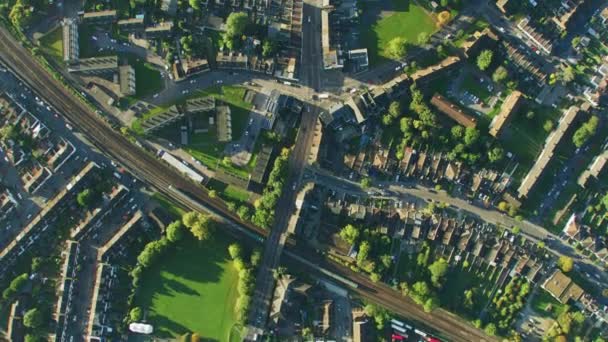 Luchtfoto Overhead Zonsopgang Uitzicht Londen Residentie Huisvesting Ontwikkeling Commerciële Gebouwen — Stockvideo