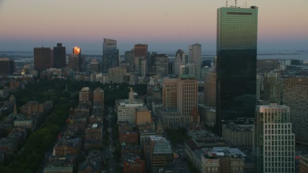 美国波士顿 2017年11月 市中心城市摩天大楼建筑鸟瞰图美国波士顿马萨诸塞州 — 图库视频影像