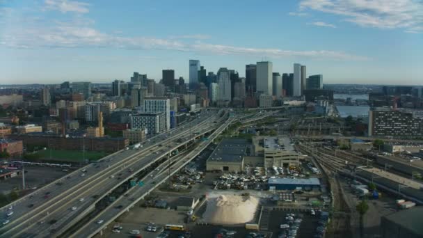 Boston Usa November 2017 Aerial View Boston Highway Vehicle Traffic — Stock Video